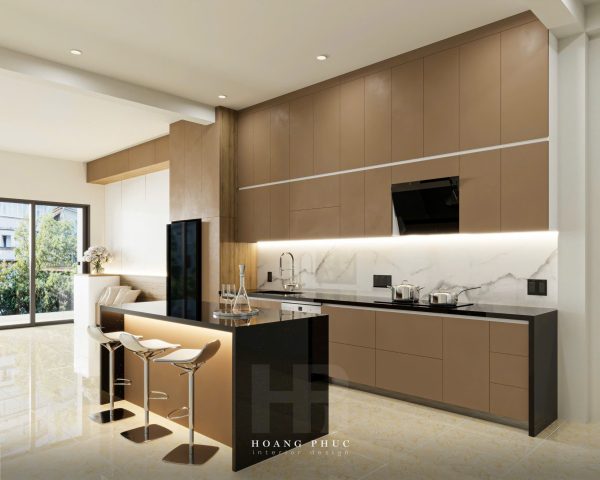 Tủ bếp Nâu Be Ấm Áp