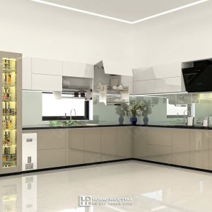 Tủ bếp Nâu Be Ấm Áp